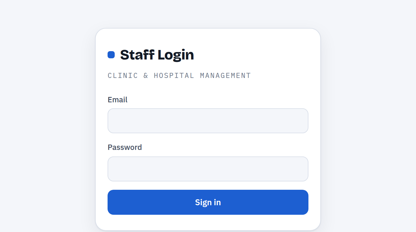 Clinic Pro staff sign-in screen