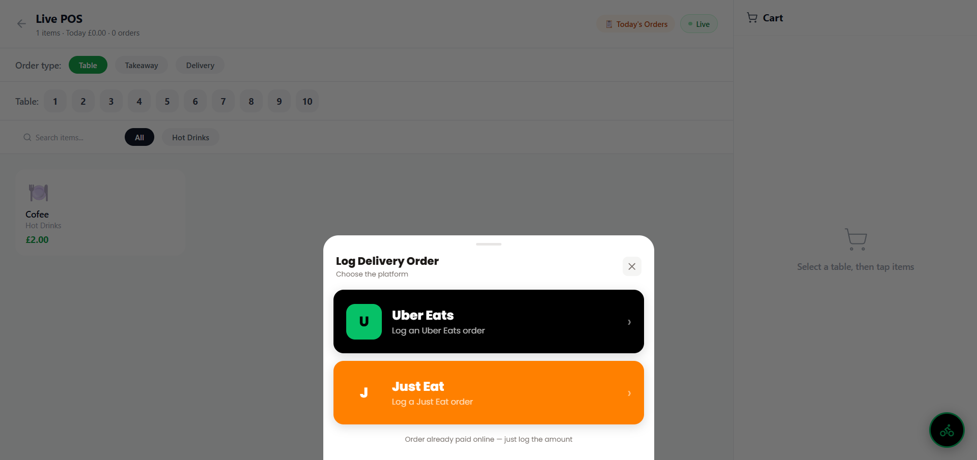 FreshFlow Pro Live POS - delivery order logging