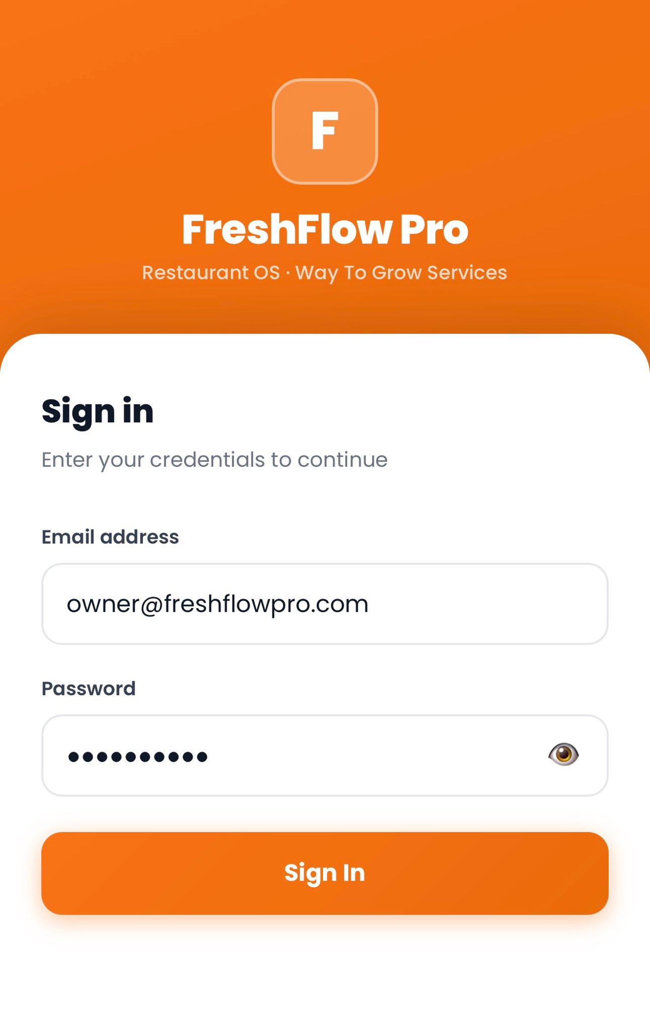 FreshFlow Pro Restaurant OS app