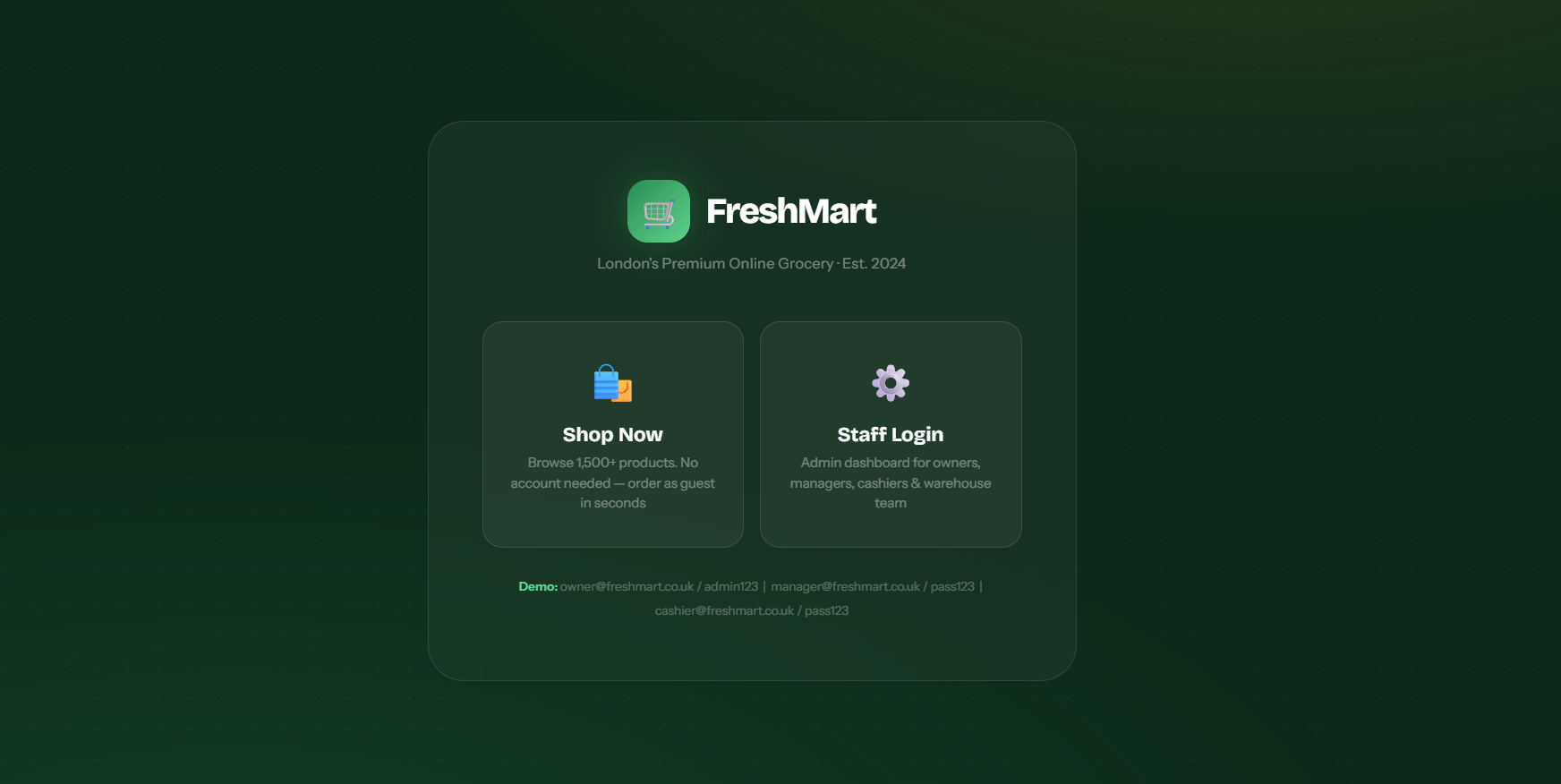 FreshMart e-commerce site